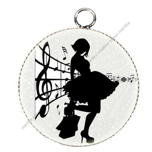 Pendentif charms cabochon en résine epoxy pin up shopping créations bijoux pu6