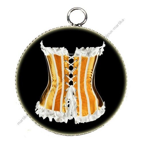 Pendentif charms cabochon en résine epoxy corset créations bijoux cet19