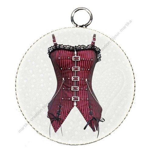 Pendentif charms cabochon en résine epoxy corset créations bijoux cet18