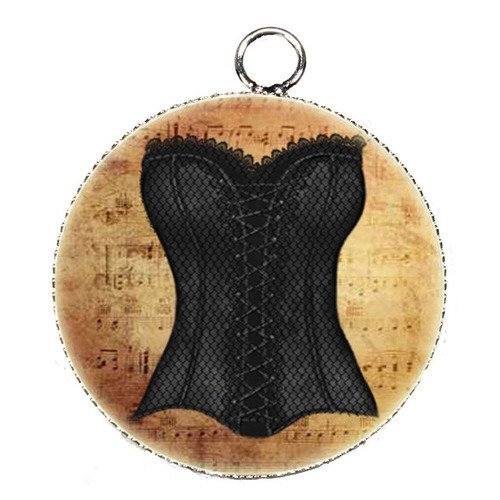 Pendentif charms cabochon en résine epoxy corset créations bijoux cet17