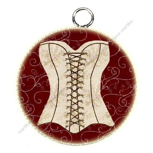 Pendentif charms cabochon en résine epoxy corset créations bijoux cet16