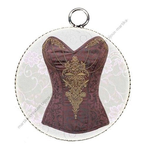 Pendentif charms cabochon en résine epoxy corset créations bijoux cet14