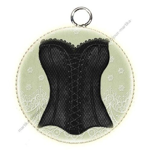 Pendentif charms cabochon en résine epoxy corset créations bijoux cet13
