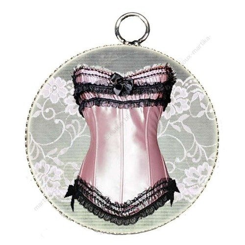 Pendentif charms cabochon en résine epoxy corset créations bijoux cet7