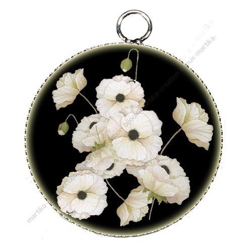 Pendentif cabochon en résine epoxy coquelicot  creation française coc1