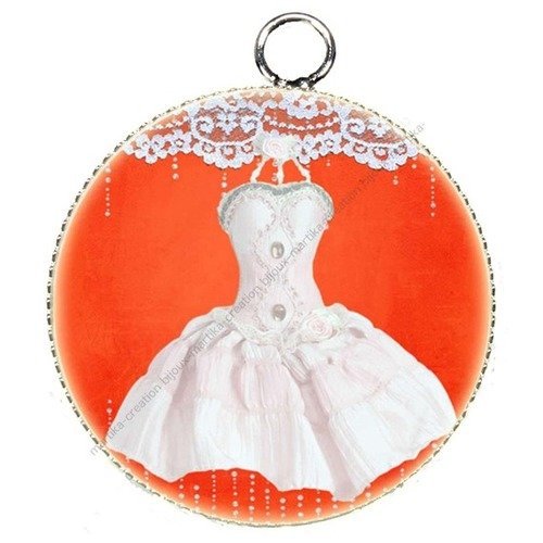 Pendentif cabochon metal et epoxy 25 mm crobe lolita création artisanal lo1