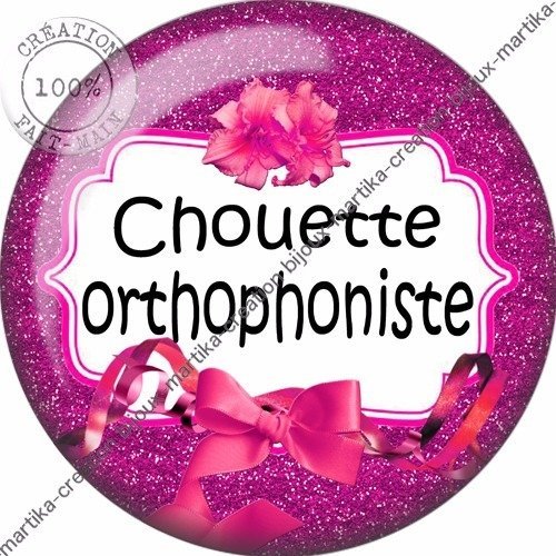 1 cabochon resine 25 mm chouette orthophoniste 