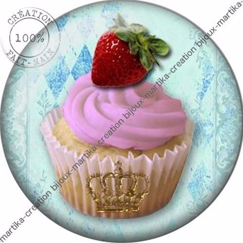 Cabochon résine 25 mm cup cake n°a10