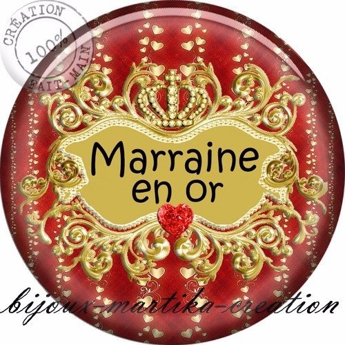 1 cabochon résine 25 mm marraine en or n°m58