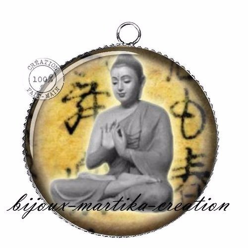 1 pendentif cabochon bouddha méditation ref:bo12
