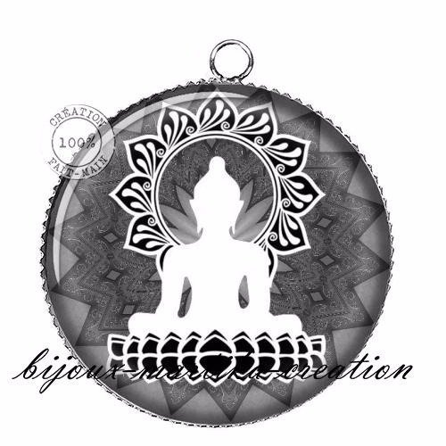 1 pendentif cabochon bouddha méditation ref:bo14