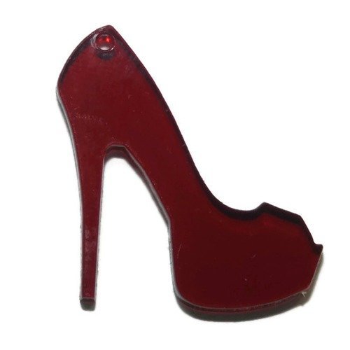 Pendentif chaussure plexiglass rouge bordeaux