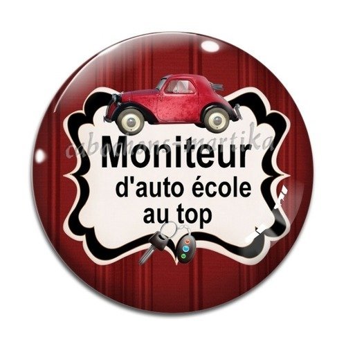 Cabochon moniteur d'auto-école au top,résine, 20 mm 