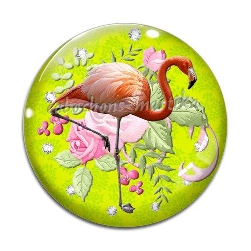 Cabochon résine 20 mm flamant rose