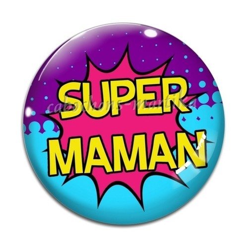 Cabochon super maman, résine, 25 mm 