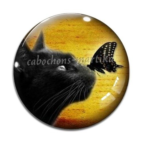 Cabochon chat multicolore résine, 25 mm 