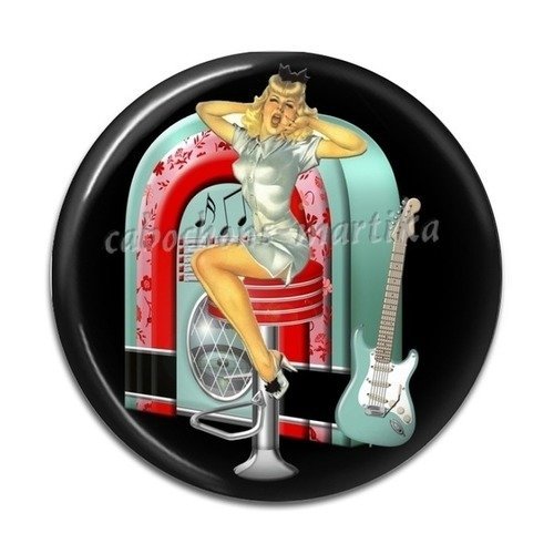 Cabochon pin up, résine, 25 mm 