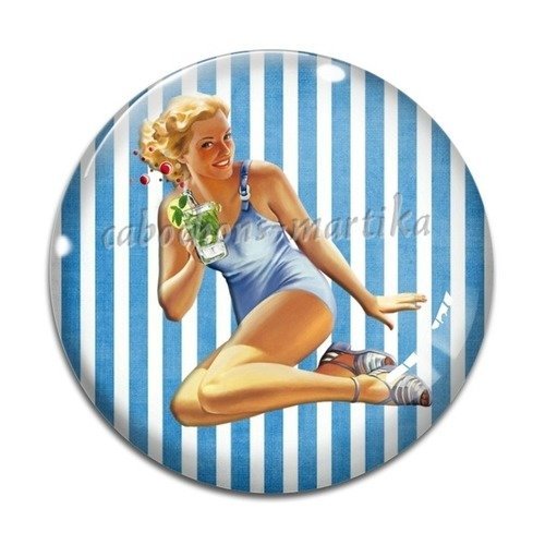 Cabochon pin up, résine, 20 mm 