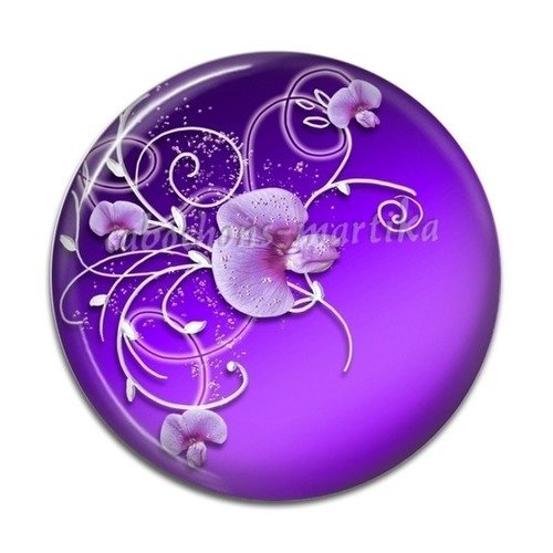 Cabochon fleur violet 25 mm résine