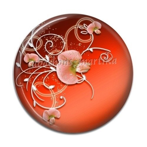 Cabochon fleur orange 20 mm résine