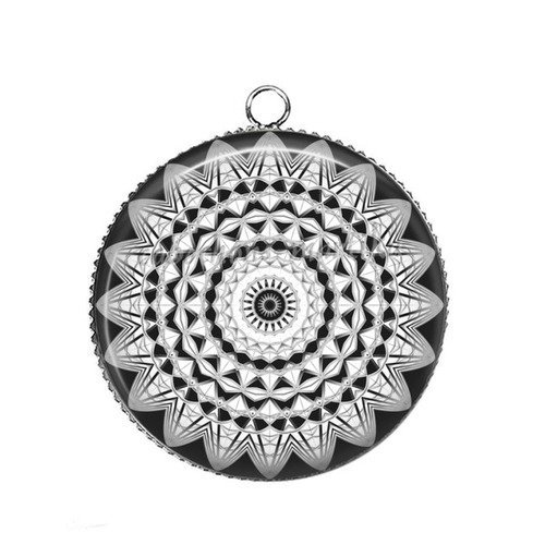 1 pendentif spirale mandala, cabochon 25 mm