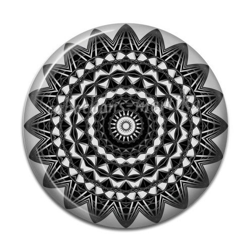 Cabochon spirale, mandala verre 25 mm