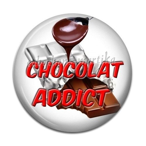 Cabochon chocolat addict verre 25 mm
