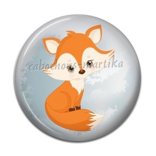 Cabochon résine renard,fox 25 mm