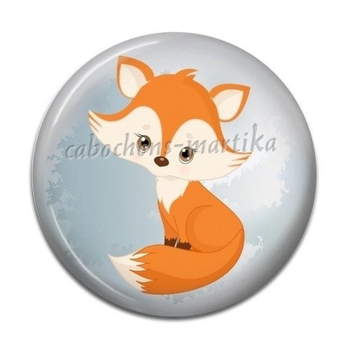 Cabochon résine renard,fox 25 mm