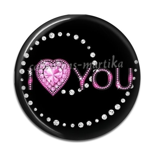 Cabochon a coller 25 mm y love you resine 