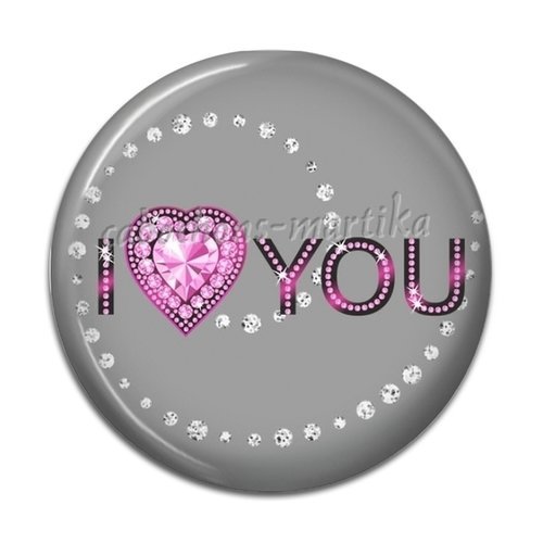 Cabochon a coller 25 mm y love you resine 