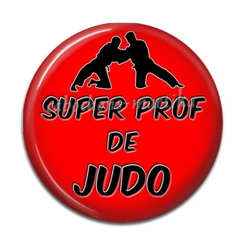 Cabochon super prof de judo résine 25 mm 