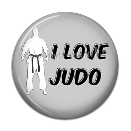 Cabochon i love judo résine 25 mm 