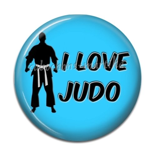 Cabochon i love judo résine 25 mm 