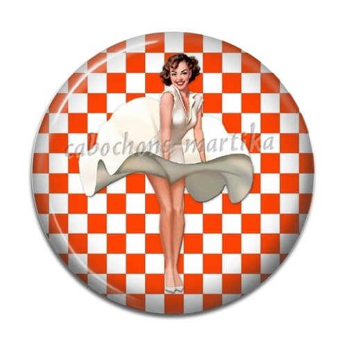 Cabochon pin up, résine 25 mm 