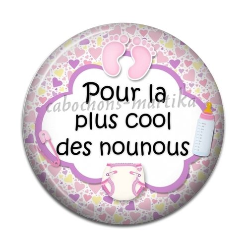 Cabochon pour la plus cool des nounous, résine 20 mm 