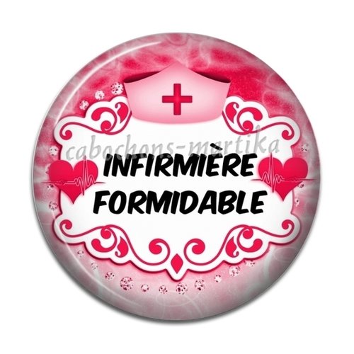 Cabochon une infirmière formidable,résine 20 mm 