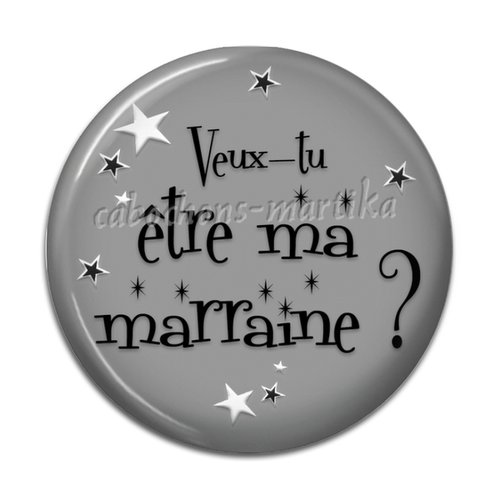 Cabochon résine 25 mm veux-tu être ma marraine ?