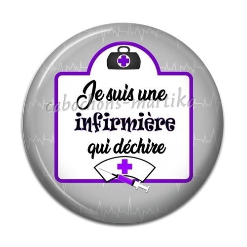 Cabochon je suis une infirmière qui déchire, cabochon résine  20 mm 