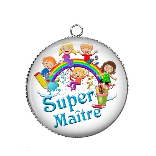 Pendentif un super maître, cabochon résine 25 mm