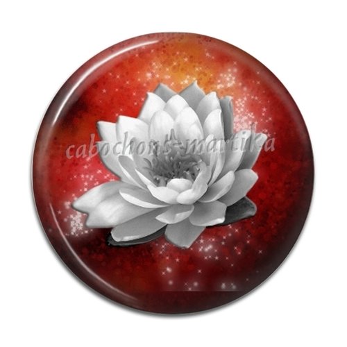 Cabochon fleur verre 25 mm 