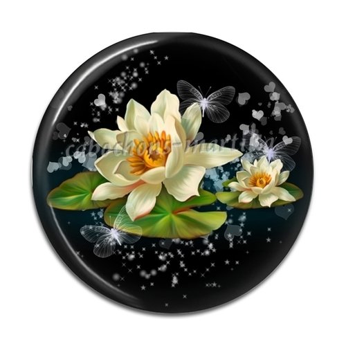 Cabochon fleur verre 25 mm 