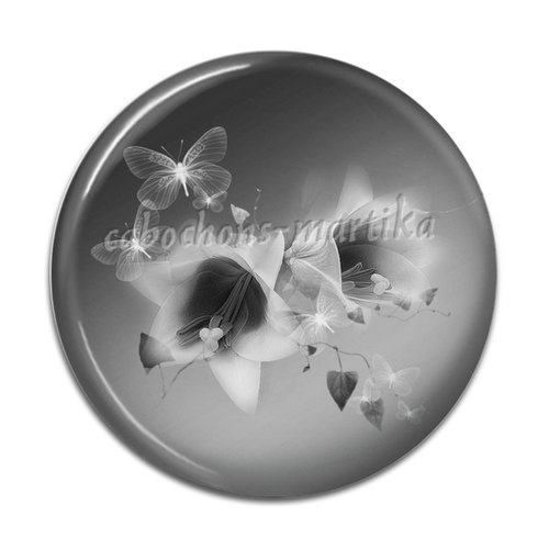 Cabochon fleur verre 25 mm 