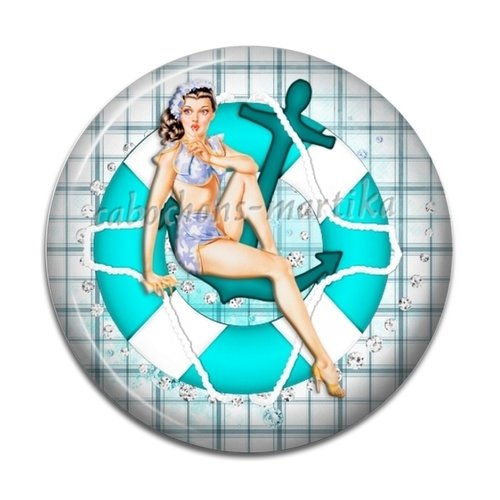 Cabochon pin up résine 25 mm 