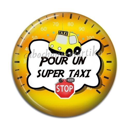 Cabochon taxi, super taxi, résine, 25 mm 