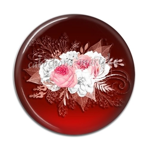 Cabochon fleur rose résine 25 mm 