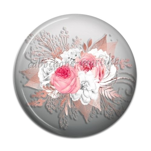 Cabochon fleur rose résine 20 mm 