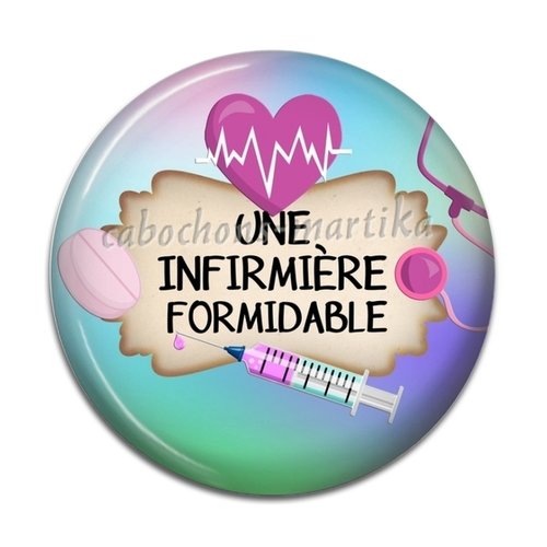 Cabochon je suis une infirmière formidable résine 25 mm 