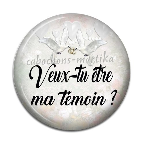 Cabochon veut-tu être ma témoin ?, résine 25 mm 