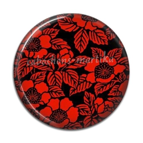 Cabochon fleur rouge résine 25 mm